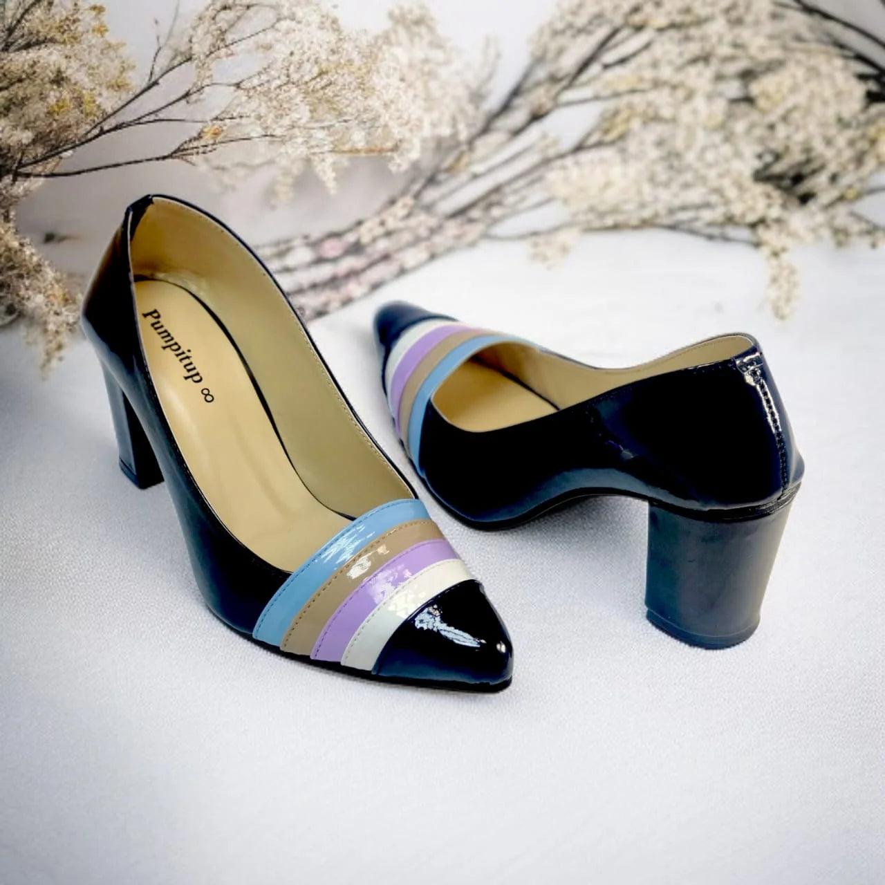 Black Aurora Glow Block Heel PIU_183