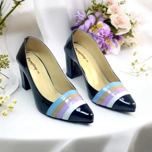 Black Aurora Glow Block Heel PIU_183