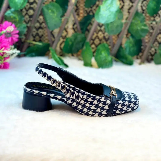 Black Crush Slingback PIU_222 Amarah fabric rexine block heel slingback shoes PumpItUp.pk