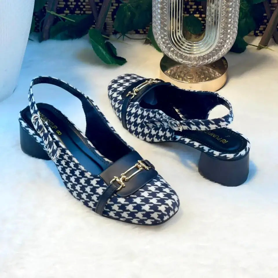 Black Crush Slingback PIU_222 Amarah fabric rexine block heel slingback shoes PumpItUp.pk