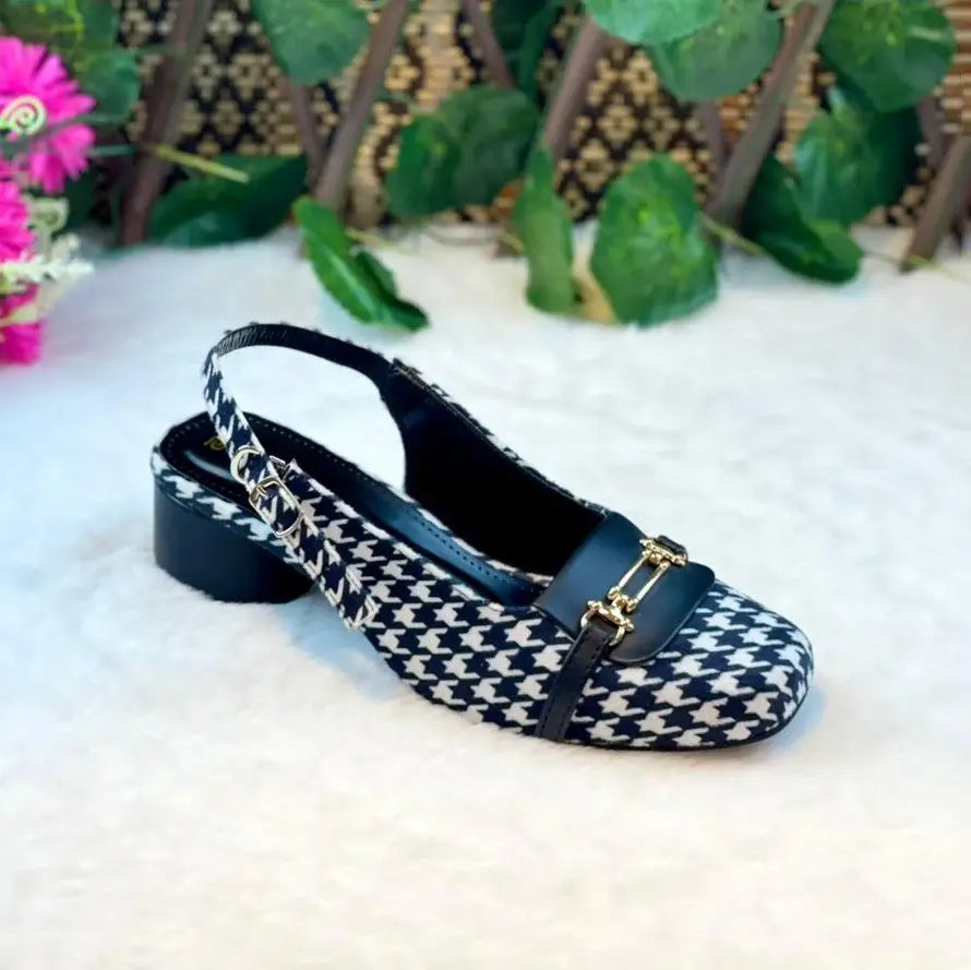 Black Crush Slingback PIU_222 Amarah fabric rexine block heel slingback shoes PumpItUp.pk
