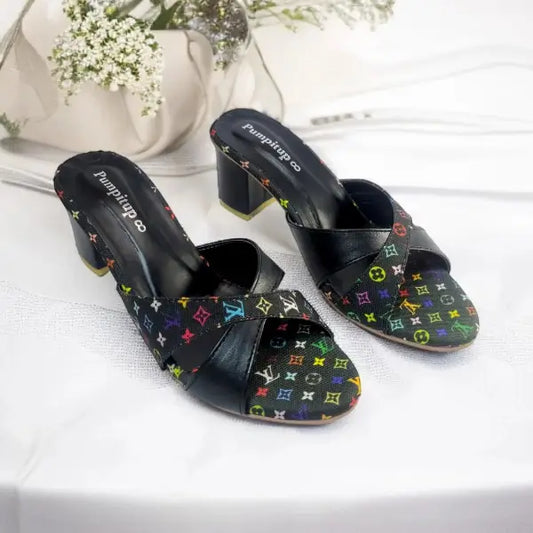 Black LVX Super Comfy Block Heel Sandal PIU_157