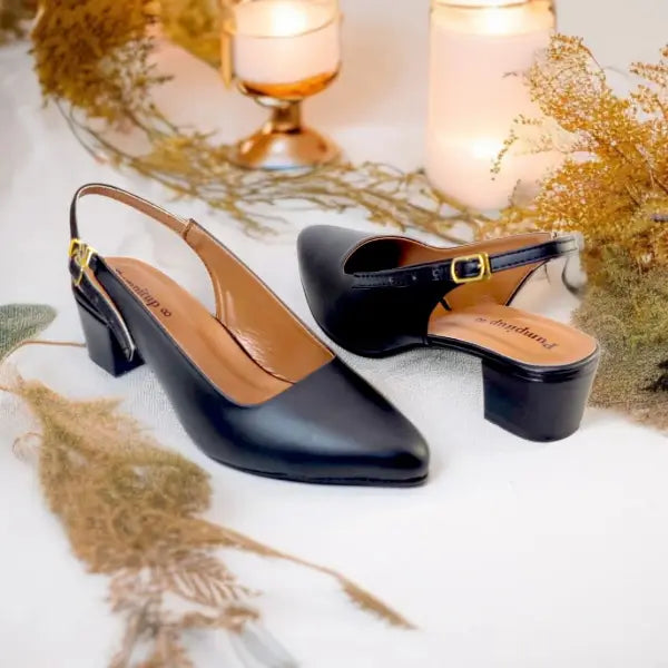 Black Noir Curve Slingback Block Heel PIU_178