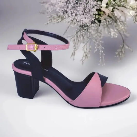 Black & Pink Block Heel Sandal PIU_169