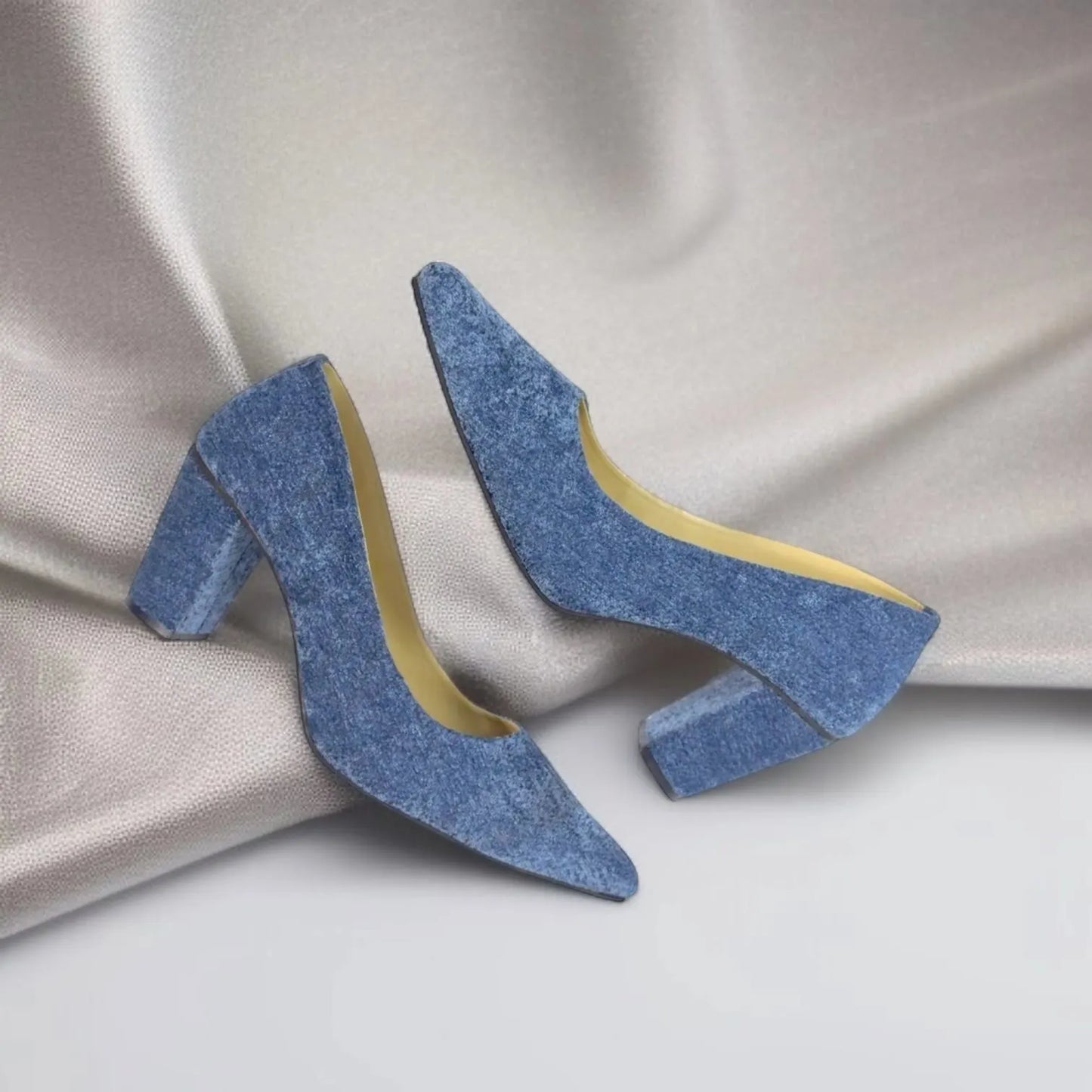 Blue Comfy ChicBlock Heels Pump PIU_134