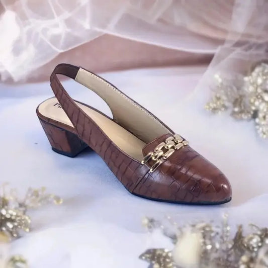 Crocodile Chain Slingback Block Heel Pump PIU_167