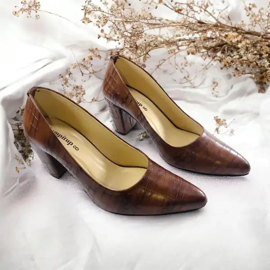 Dark Crocodile Block Heel Pump PIU_139