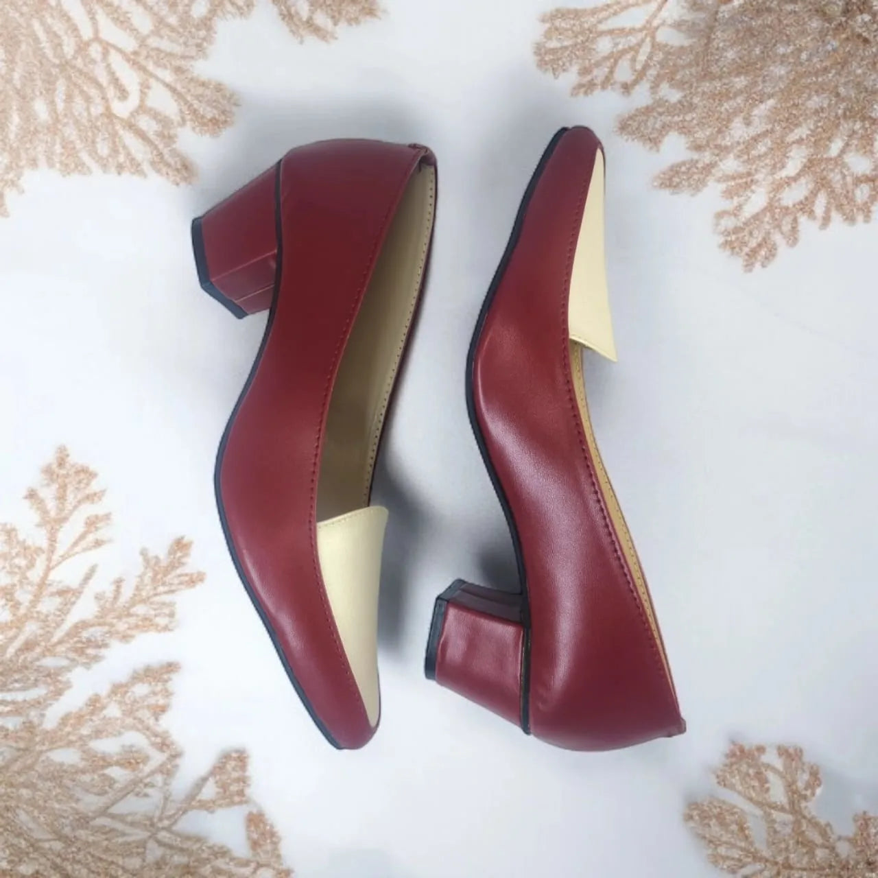 Dark Mahroon Spectra Comfy Block Heel Pump PIU_171