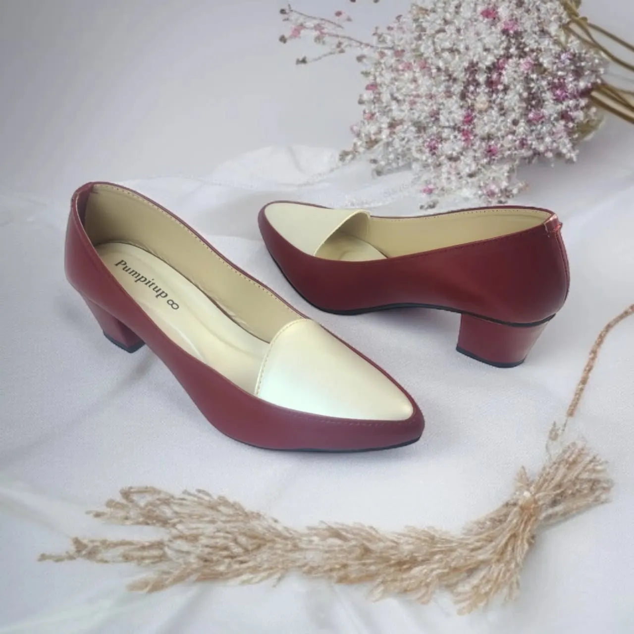 Dark Mahroon Spectra Comfy Block Heel Pump PIU_171