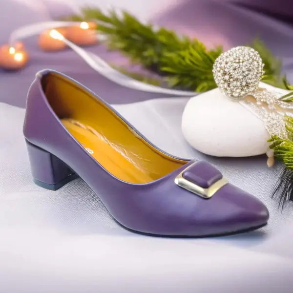 Dark Purple Elegance Pumps Block Heel PIU_202