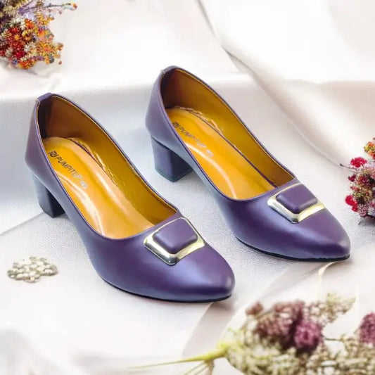 Dark Purple Elegance Pumps Block Heel PIU_202