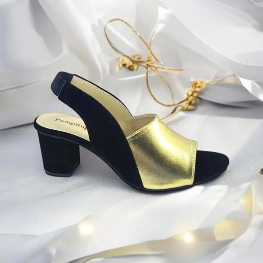 Gold Rush Slingback Block Heel Sandal PIU_175