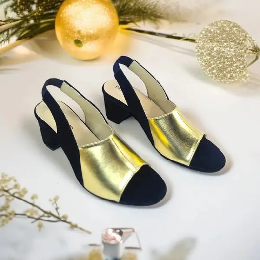Gold Rush Slingback Block Heel Sandal PIU_175