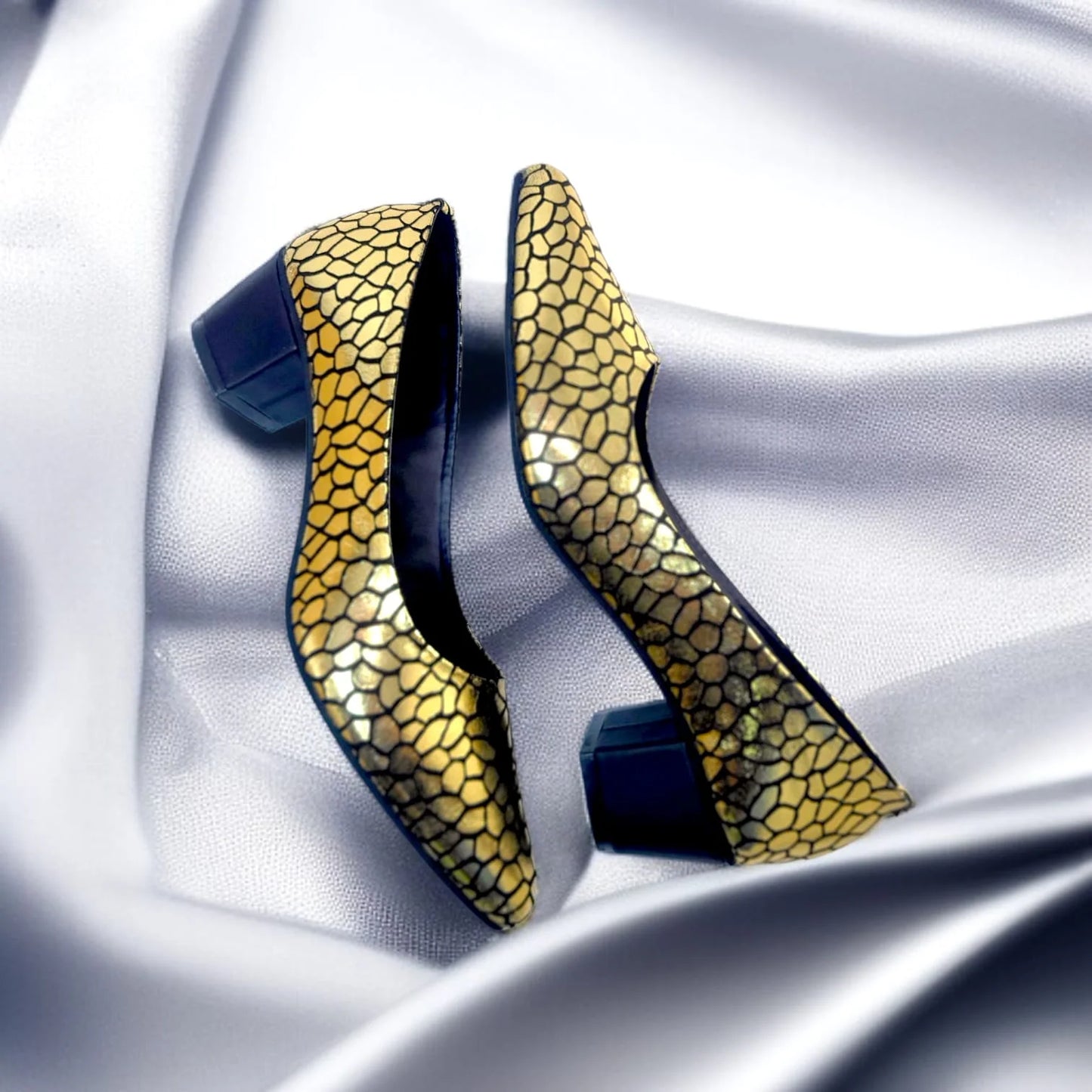 Golden Auric Scales Block Heel PIU_186