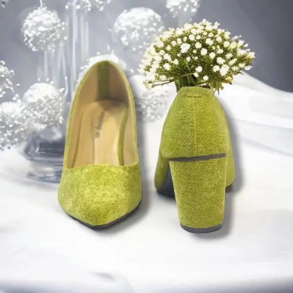 Green Comfy ChicBlock Heels Pump PIU_133