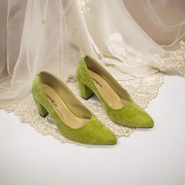 Green Comfy ChicBlock Heels Pump PIU_133