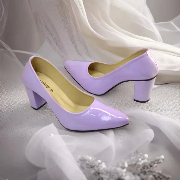 Mauve Comfy Court Shoe Block Heel PIU_173