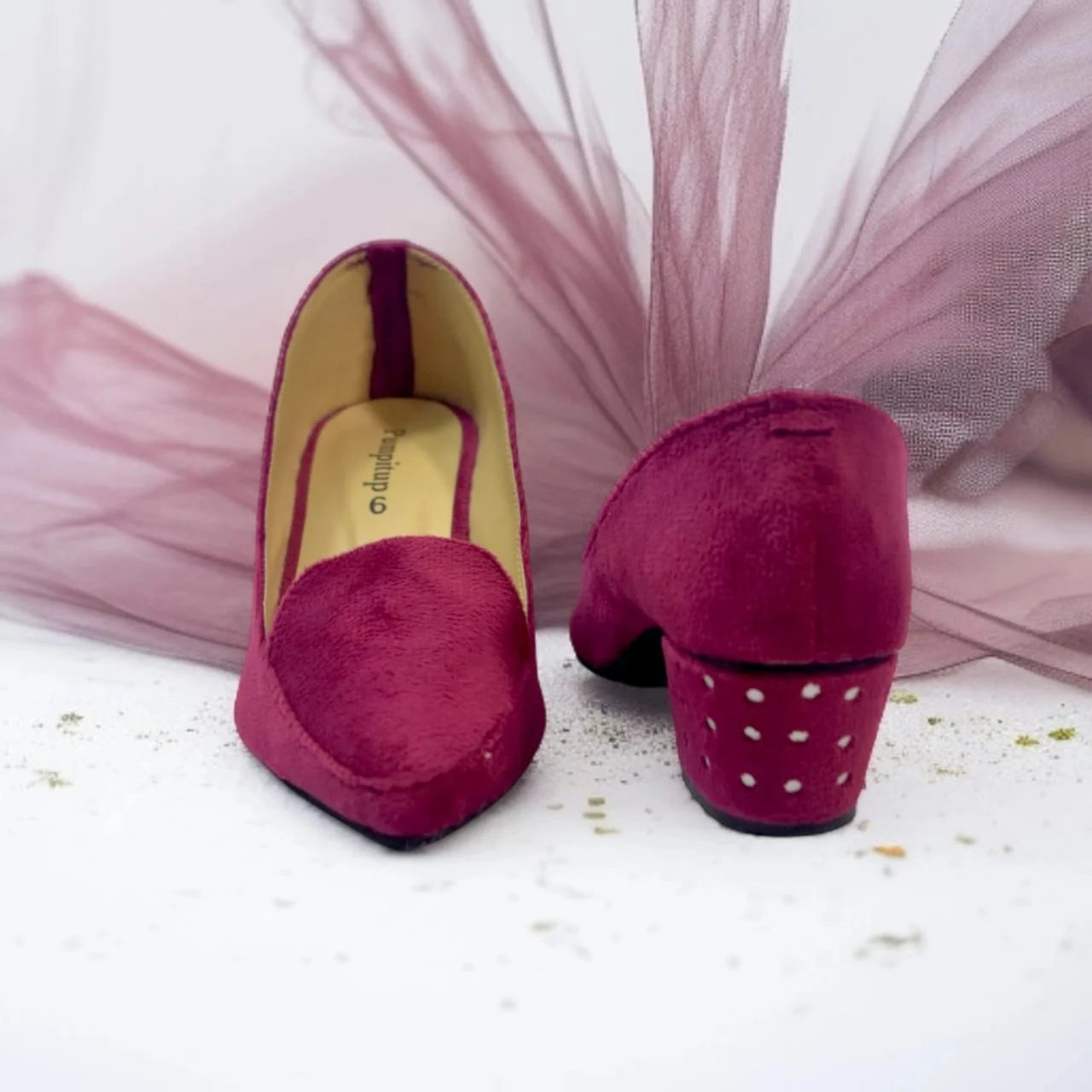Mehroon Comfy Block heel Pump PIU_109
