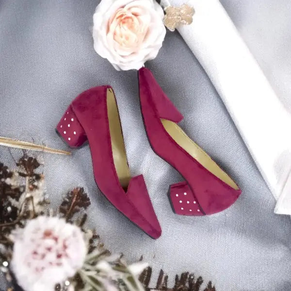 Mehroon Comfy Block heel Pump PIU_109