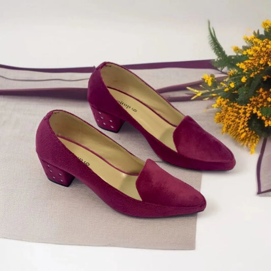 Mehroon Comfy Block heel Pump PIU_109