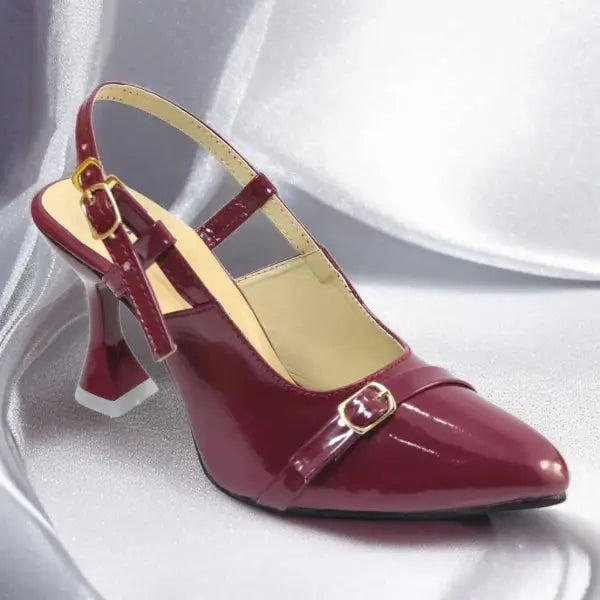 Mehroon Gloss Heels Pump PIU_191