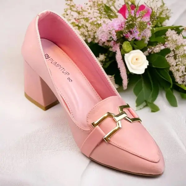 Pink Grace Mode Block Heels PIU_236 Lacra rexine shoes PumpItUp.pk