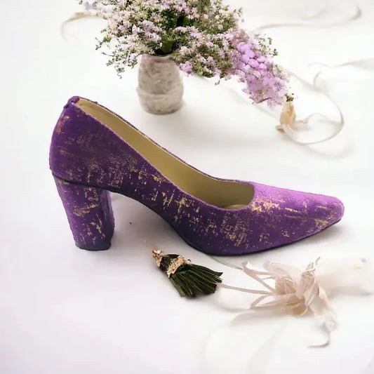 Purple Buttercups Block Heel Pump PIU_128