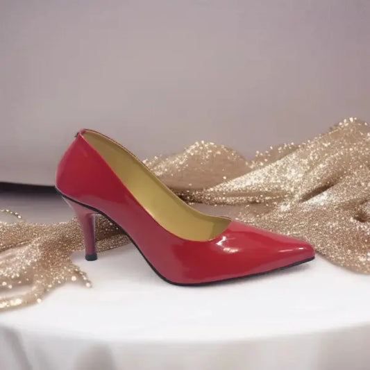 Red Reflected Comfy Pancil Heel Pump PIU_51