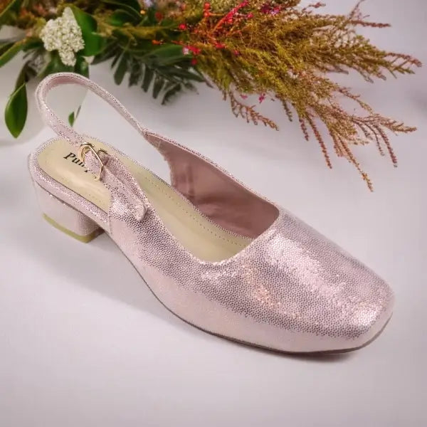 Rose Gala Gleam Slingback Block Heel PIU_214