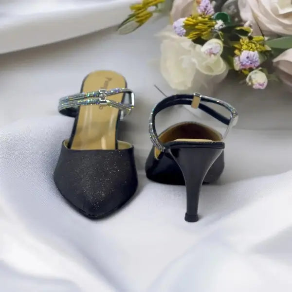 Shiny Black Pancil Heel Party Pump PIU_34