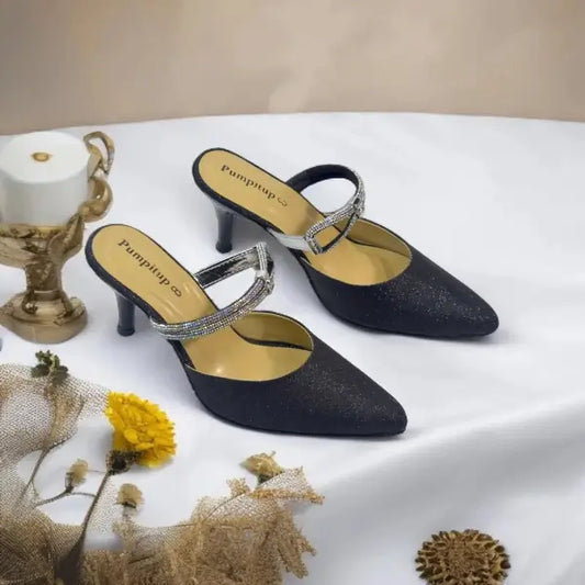 Shiny Black Pancil Heel Party Pump PIU_34