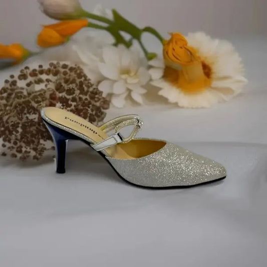 Shiny Silver Pancil Heel Party Pump PIU_35
