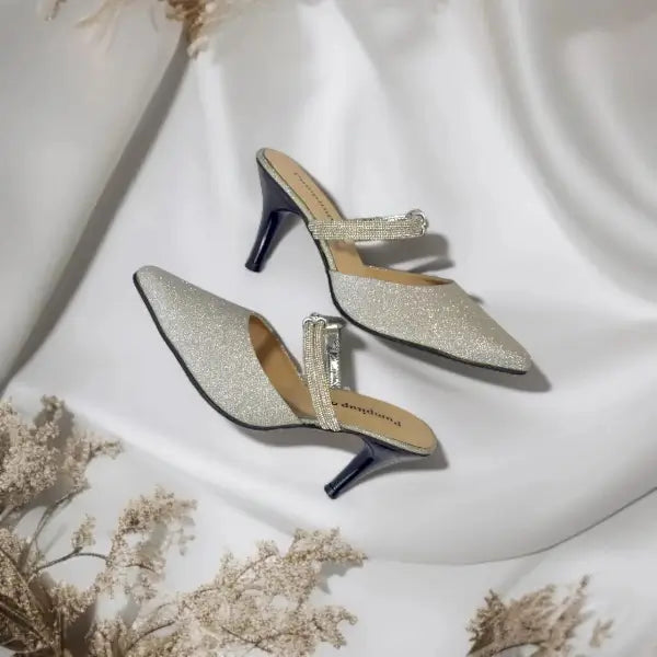 Shiny Silver Pancil Heel Party Pump PIU_35