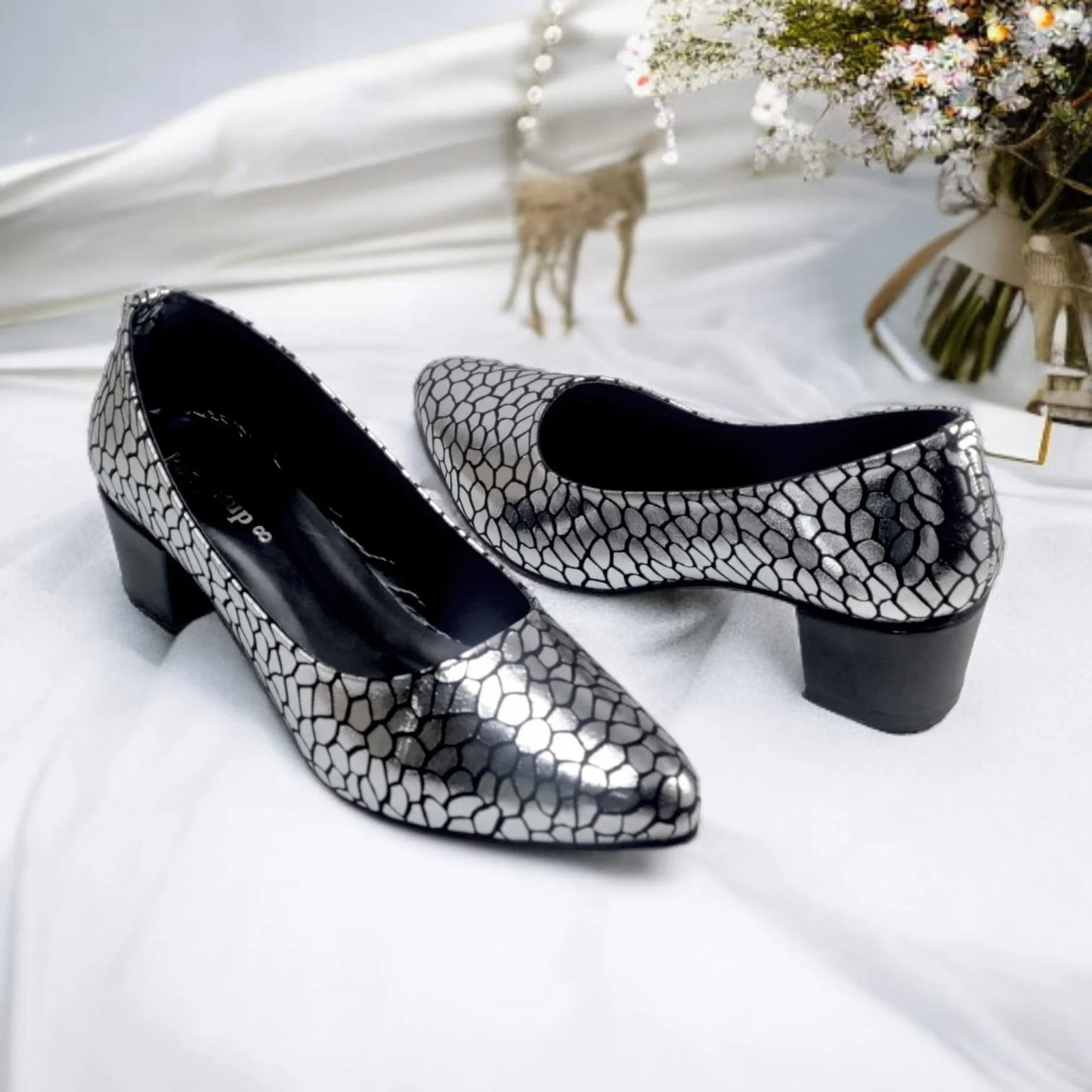 Silver Auric Scales Block Heel PIU_187