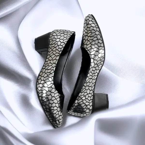 Silver Auric Scales Block Heel PIU_187