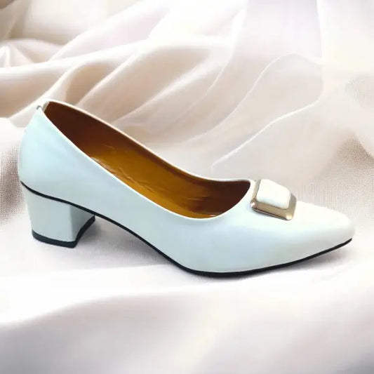 White Elegance Pumps Block Heel PIU_201