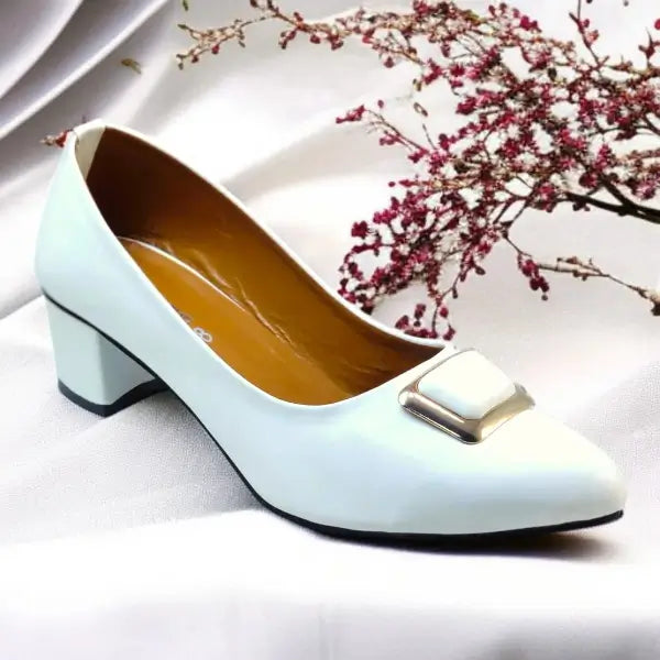 White Elegance Pumps Block Heel PIU_201