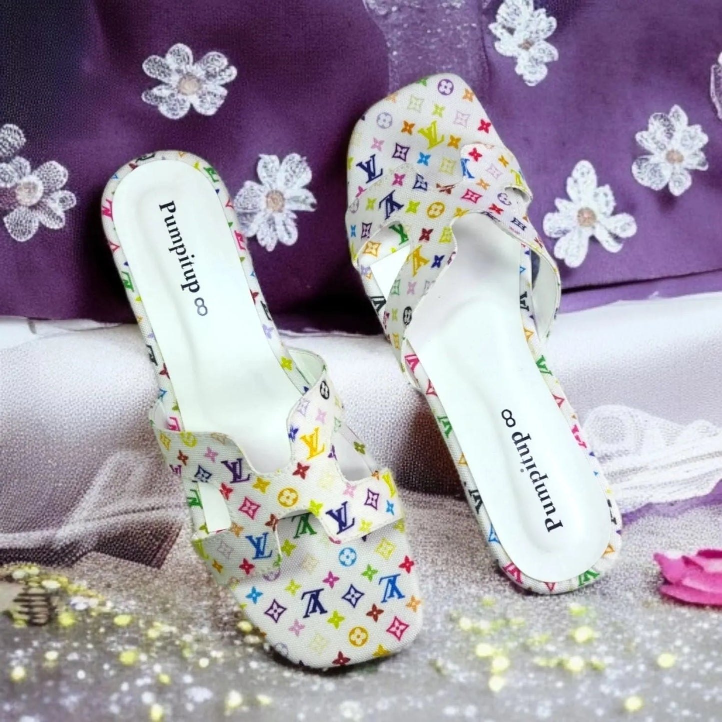 White Hermes_LV Block heel Sandal