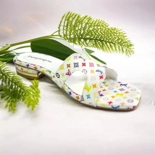 White Hermes_LV Block heel Sandal