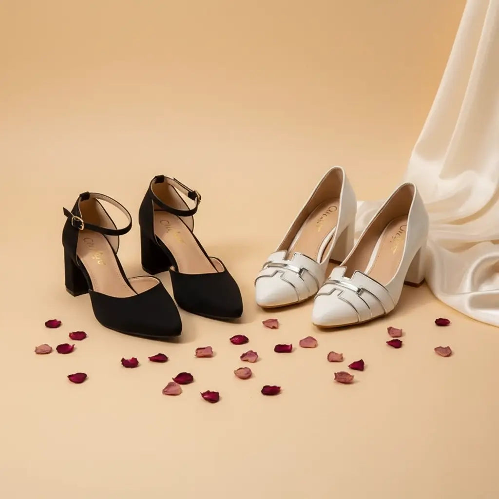 Ladies shoes in Faisalabad — block heel pumps and court shoes by PumpItUp Pakistan