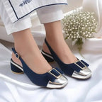 ZS Monarch Luxe Slingback Block Heels PIU_213 Amarah & Patent Rexine ladies shoes PumpItUp.pk