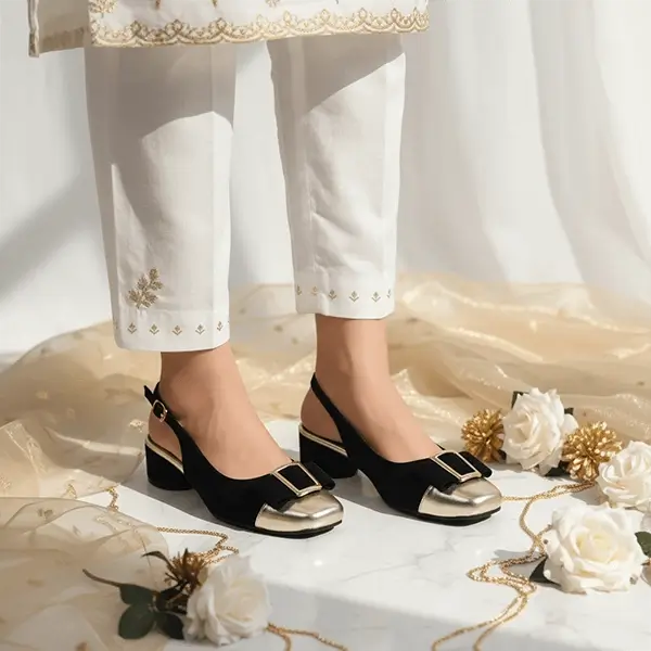 BG Monarch Luxe Slingback Block Heels PIU_212 Amarah & Patent Rexine ladies shoes PumpItUp.pk