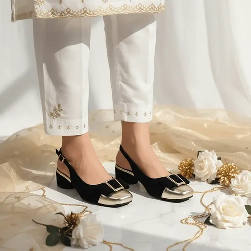 BG Monarch Luxe Slingback Block Heels PIU_212 Amarah & Patent Rexine ladies shoes PumpItUp.pk