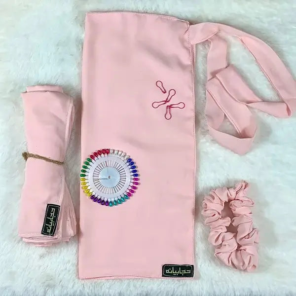 Baby Pink Half Niqab Set HB-56 – Lightweight Double Georgette Half Niqab Set with Accessories by Hijabiyana