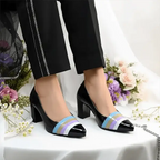 Black Aurora Glow Block Heel PIU_183 Patent Rexine ladies shoes PumpItUp.pk