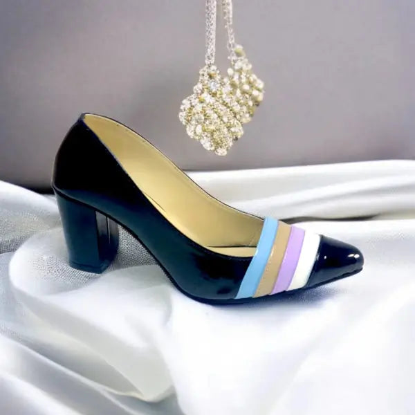 Black Aurora Glow Block Heel PIU_183