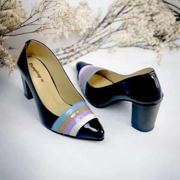 Black Aurora Glow Block Heel PIU_183
