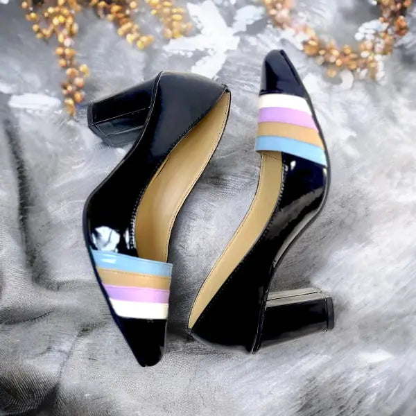 Black Aurora Glow Block Heel PIU_183
