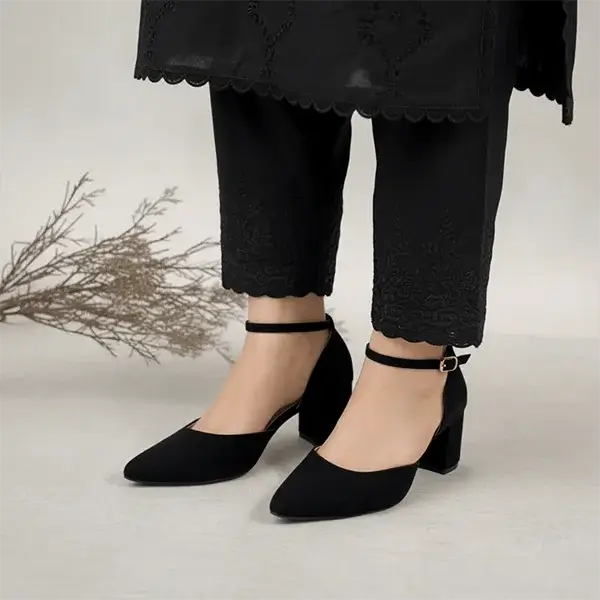 Black Block Heel Pump PIU_03 sweet rexine ladies shoes PumpItUp.pk