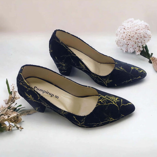 Black Buttercups Block Heel Pump PIU_111